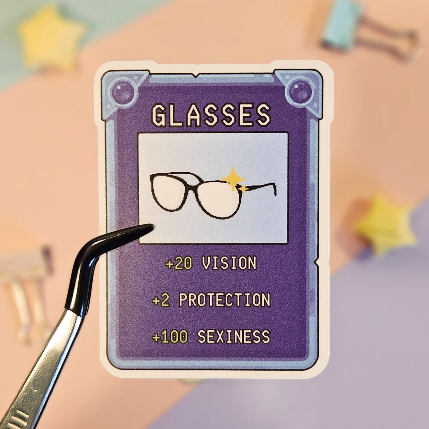 Glasses Game Card Waterproof Vinyl Sticker