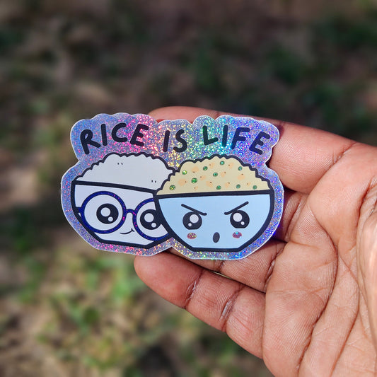 Rice Is Life! Holographic Pixie Dust Sticker