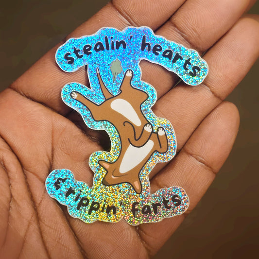 Doggo Hearts n' Farts Holographic Waterproof Sticker