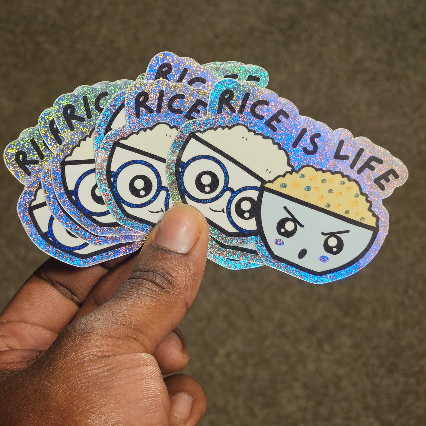 Rice Is Life! Holographic Pixie Dust Sticker