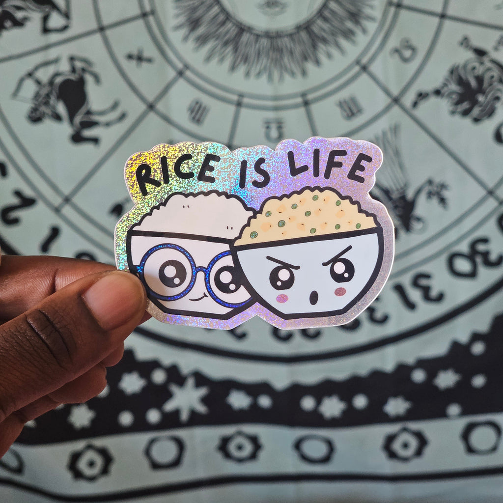 Rice Is Life! Holographic Pixie Dust Sticker