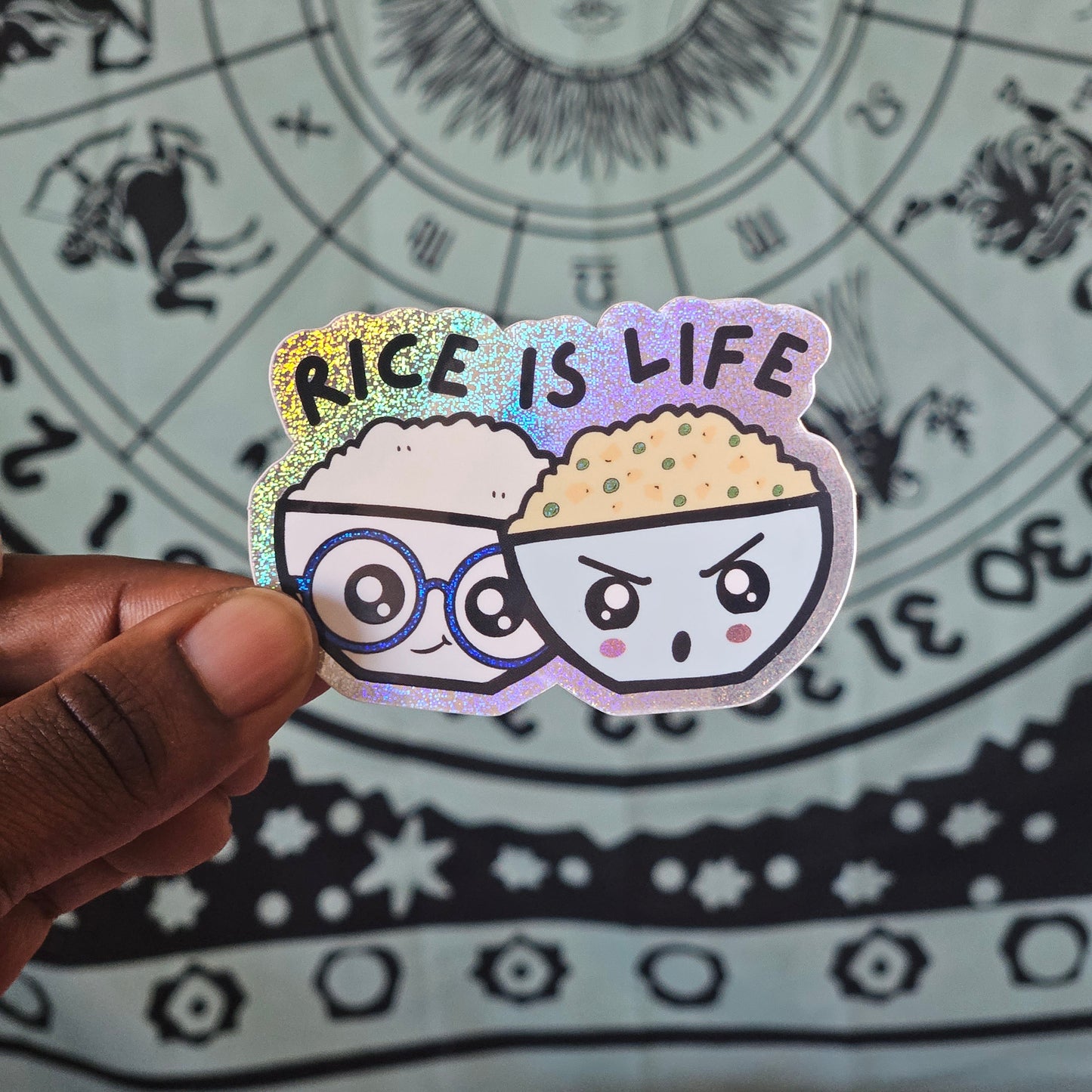 Rice Is Life! Holographic Pixie Dust Sticker