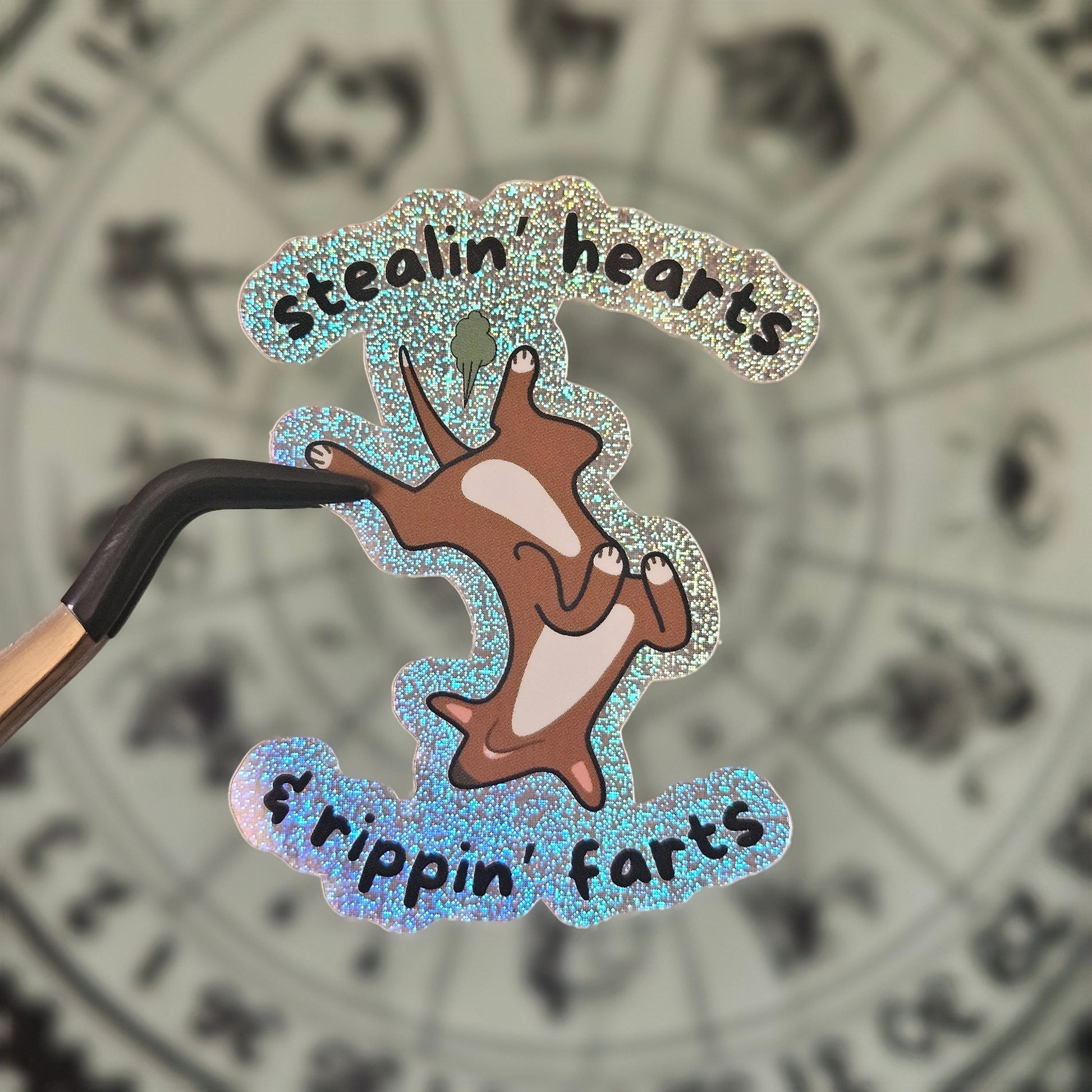 Doggo Hearts n' Farts Holographic Waterproof Sticker